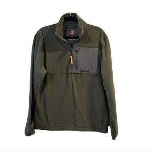 Timberland Fleece Men 1/4 Zip Jacket Medium Olive Outdoor Activewear Hiking Cozy